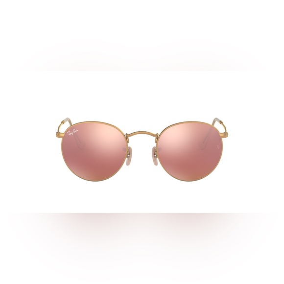 Ray Ban - Round Metal Gold/Pink Mirror Oval Women Sunglasses - 50mm - Picture 1 of 6